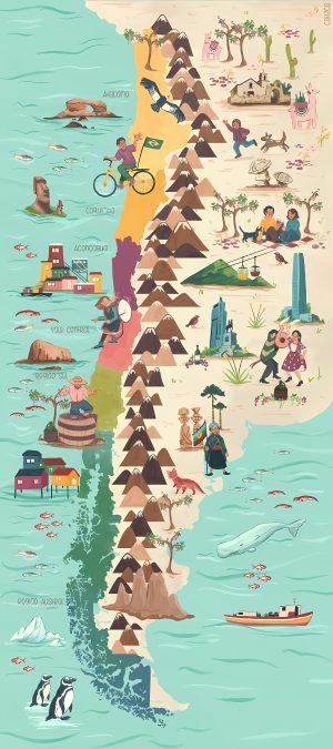 Mapa turístico pictórico de Chile