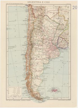 Mapa de Argentina y Chile, 1937