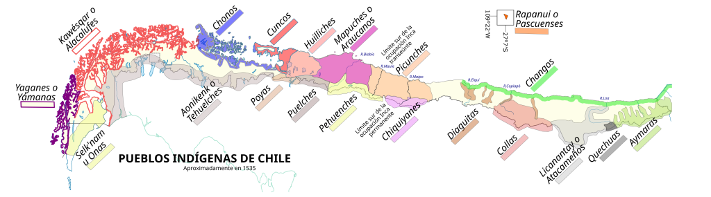 Pueblos indigenas de Chile hacia 1535.