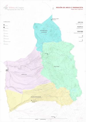 Mapa político de la región de Arica y Parinacota