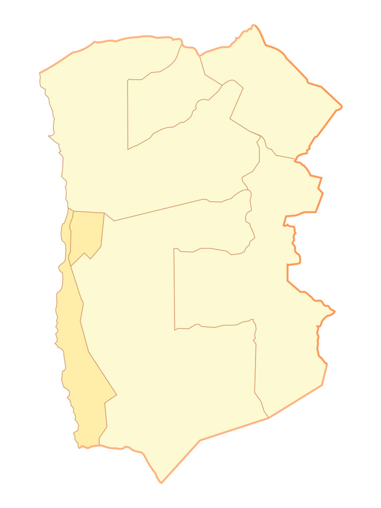 Mapa mudo de la región de Tarapacá.