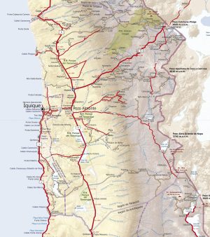 Mapa de carreteras de la región de Tarapacá