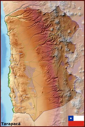 Mapa físico de la región de Tarapacá