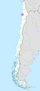 Mapa de ubicación de la ciudad de Antofagasta en Chile.