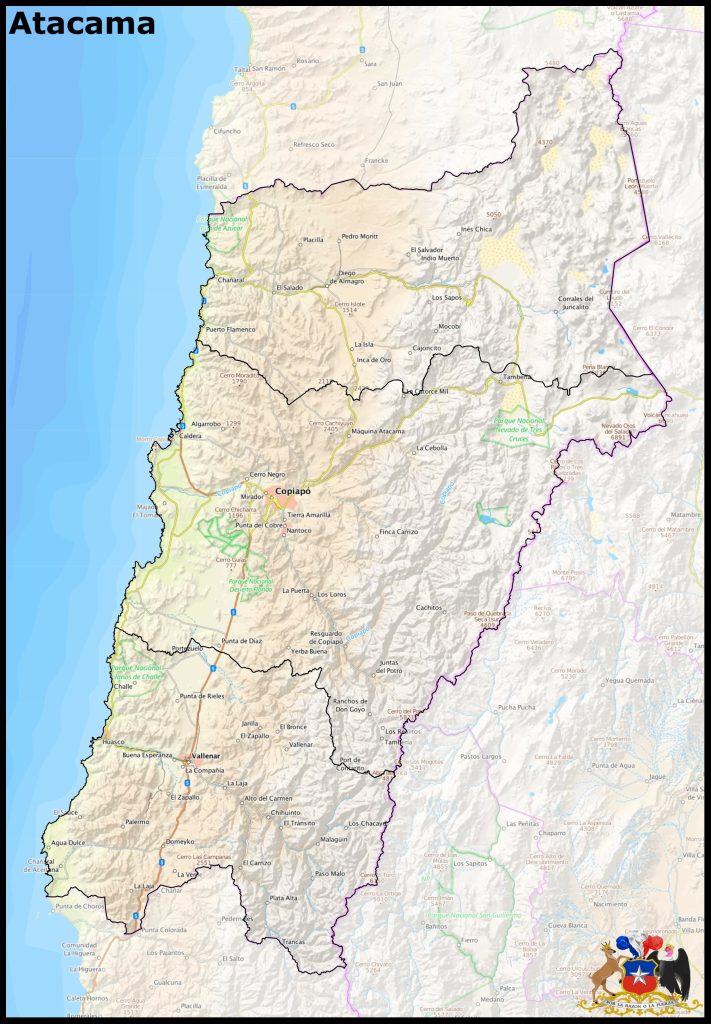 Mapa de la región de Atacama.