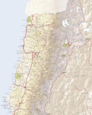 Mapa de carreteras de la región de Atacama