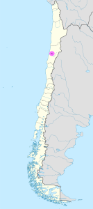 Mapa de ubicación de la ciudad de Copiapó en Chile.