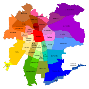 Mapa político de la ciuadad de Santiago de Chile