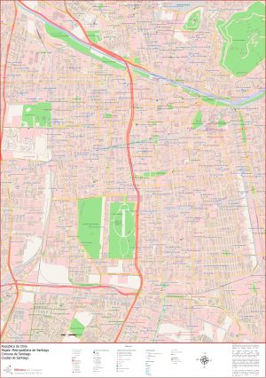 Plano del centro de Santiago de Chile