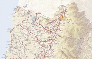 Mapa de carreteras de la región de O’Higgins