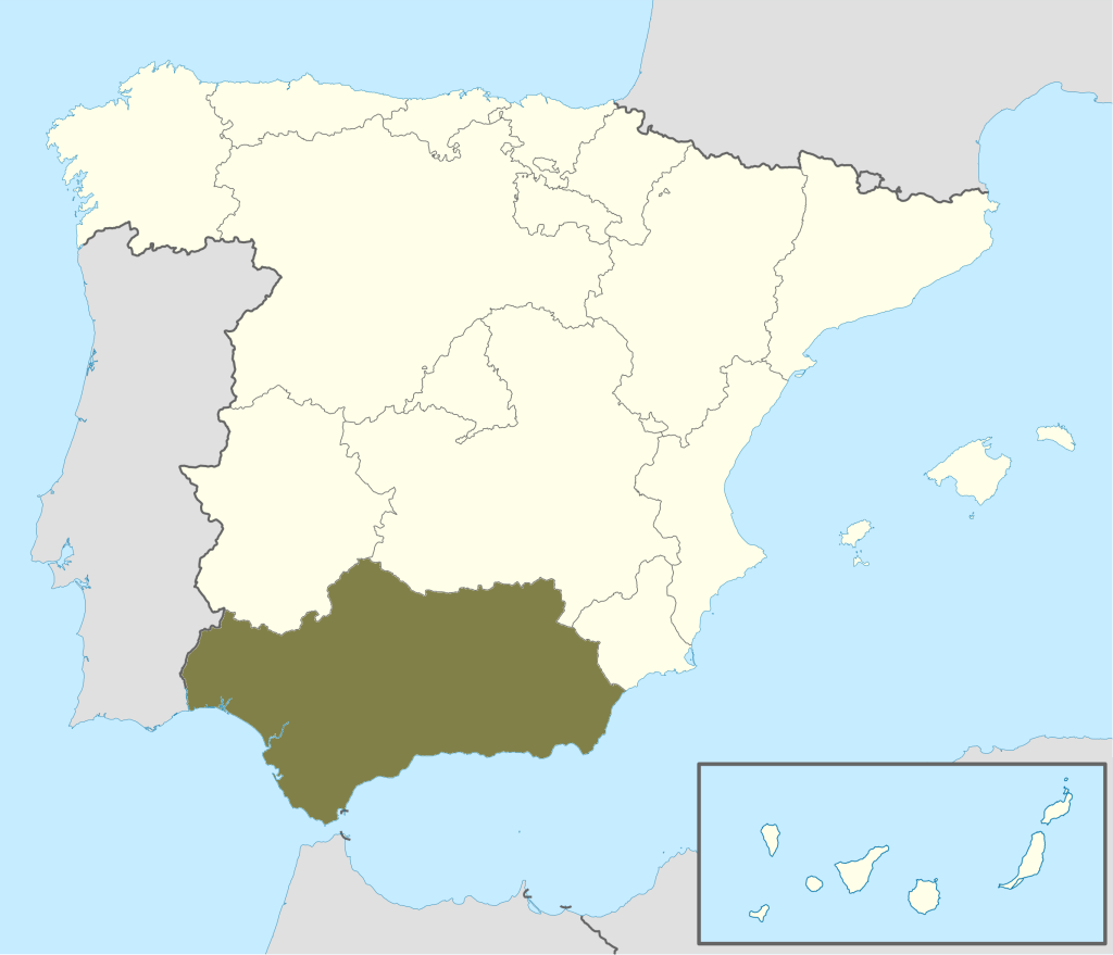 Mapa de ubicación de Andalucía.