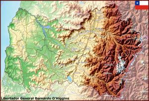 Mapa físico de la región de O’Higgins