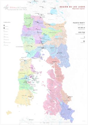 Mapa político de la región de Los Lagos