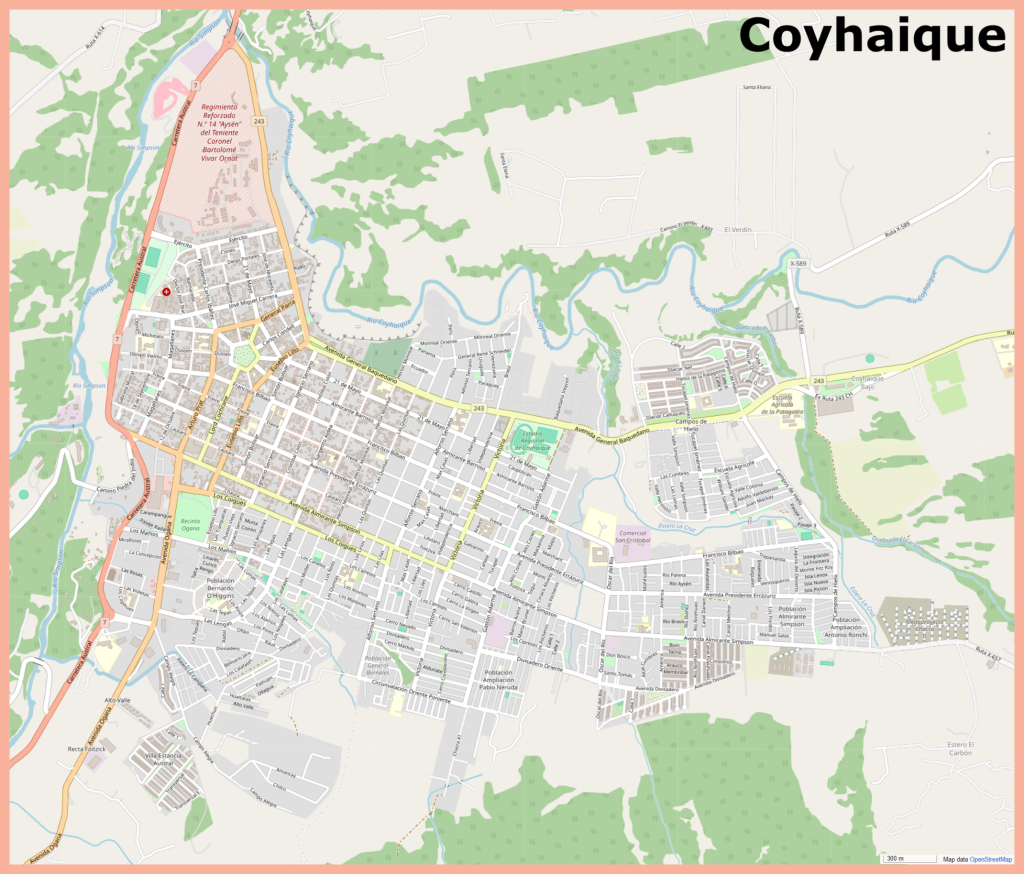 Plano de la ciudad de Coyhaique.