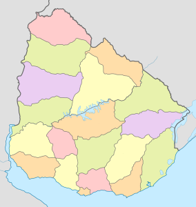 Mapa mudo coloreado de Uruguay.