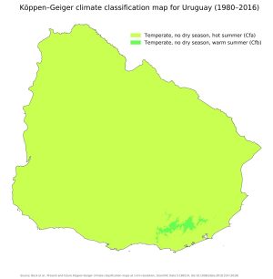 Mapa climático de Uruguay