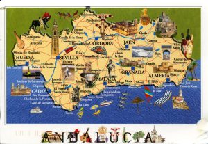 Mapa turístico pictórico de Andalucía.