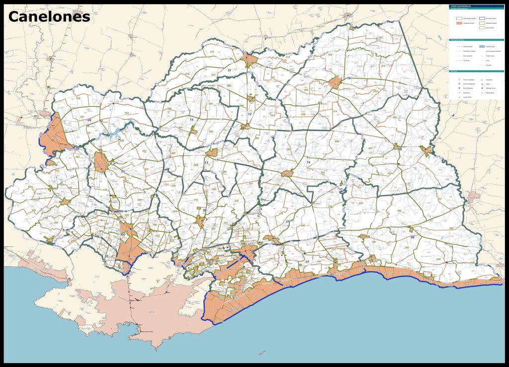 Mapa del departamento de Canelones.