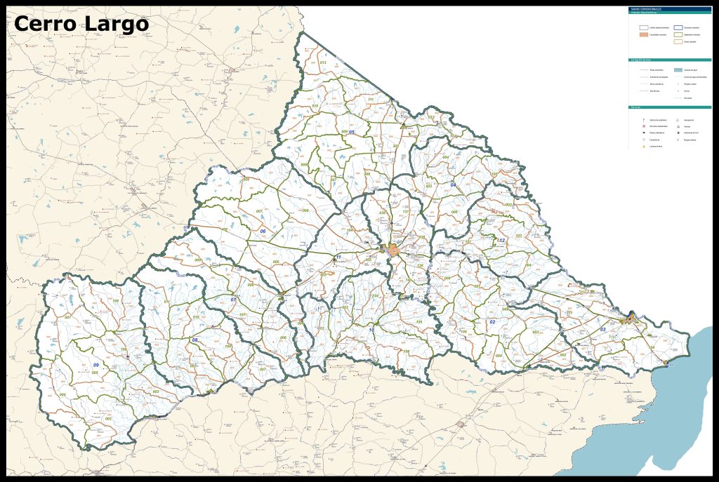 Mapa del departamento de Cerro Largo.