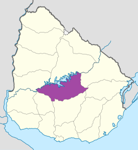 Mapa de ubicación del departamento de Durazno.