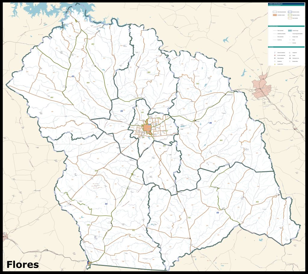Mapa del departamento de Flores.