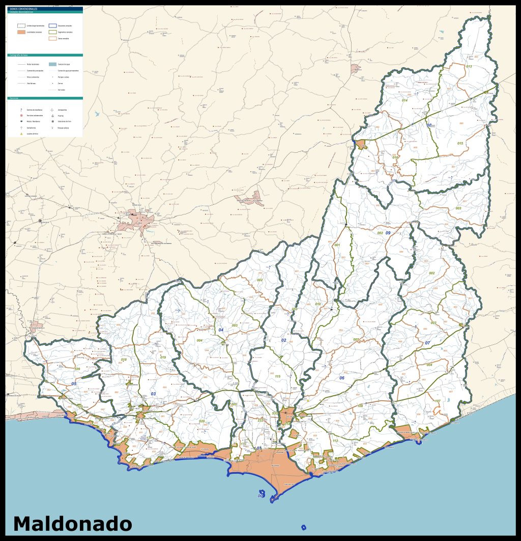 Mapa del departamento de Maldonado.