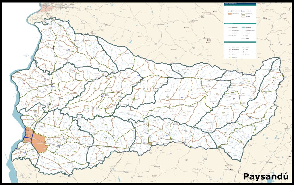 Mapa del departamento de Paysandú.