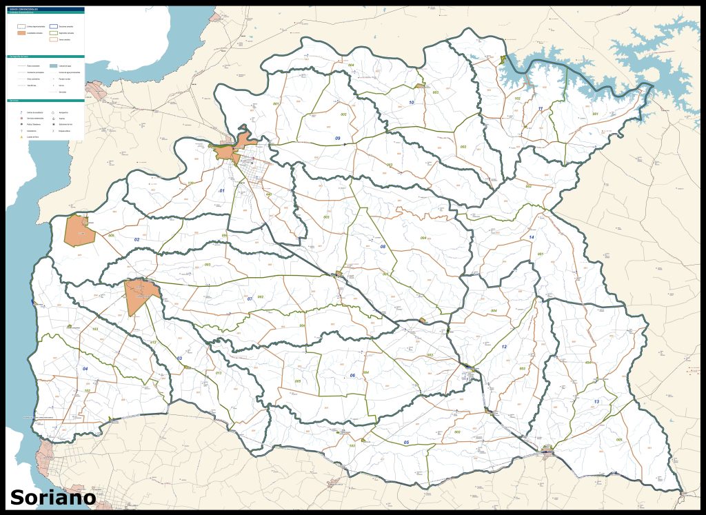 Mapa del departamento de Soriano.