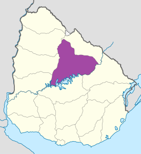 Mapa de ubicación del departamento de Tacuarembó.