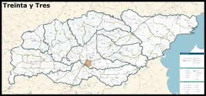 Mapa del departamento de Treinta y Tres