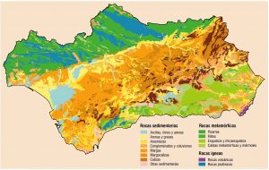 Mapa litológico de Andalucía.