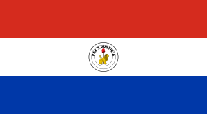 Reverso de la bandera de Paraguay con el escudo de Hacienda.