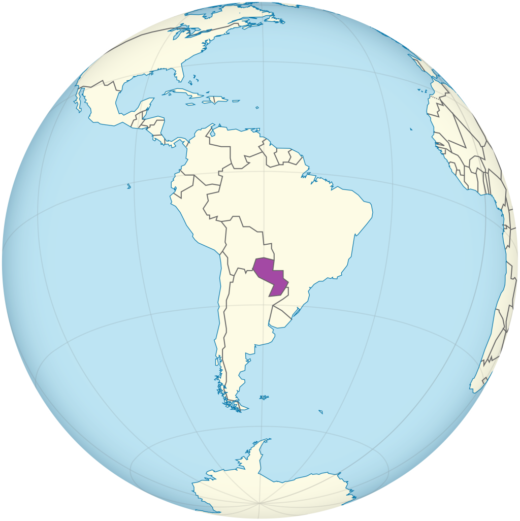 Mapa de ubicación del Paraguay.