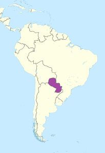 Mapa de ubicación de Paraguay en América del Sur.