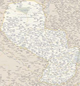 Mapa de las ciudades de Paraguay.