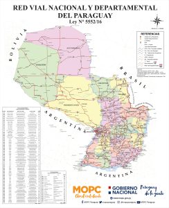 Mapa de rutas de Paraguay.