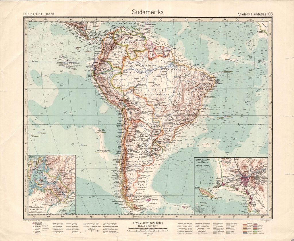 Mapa de Sudamérica de 1938.