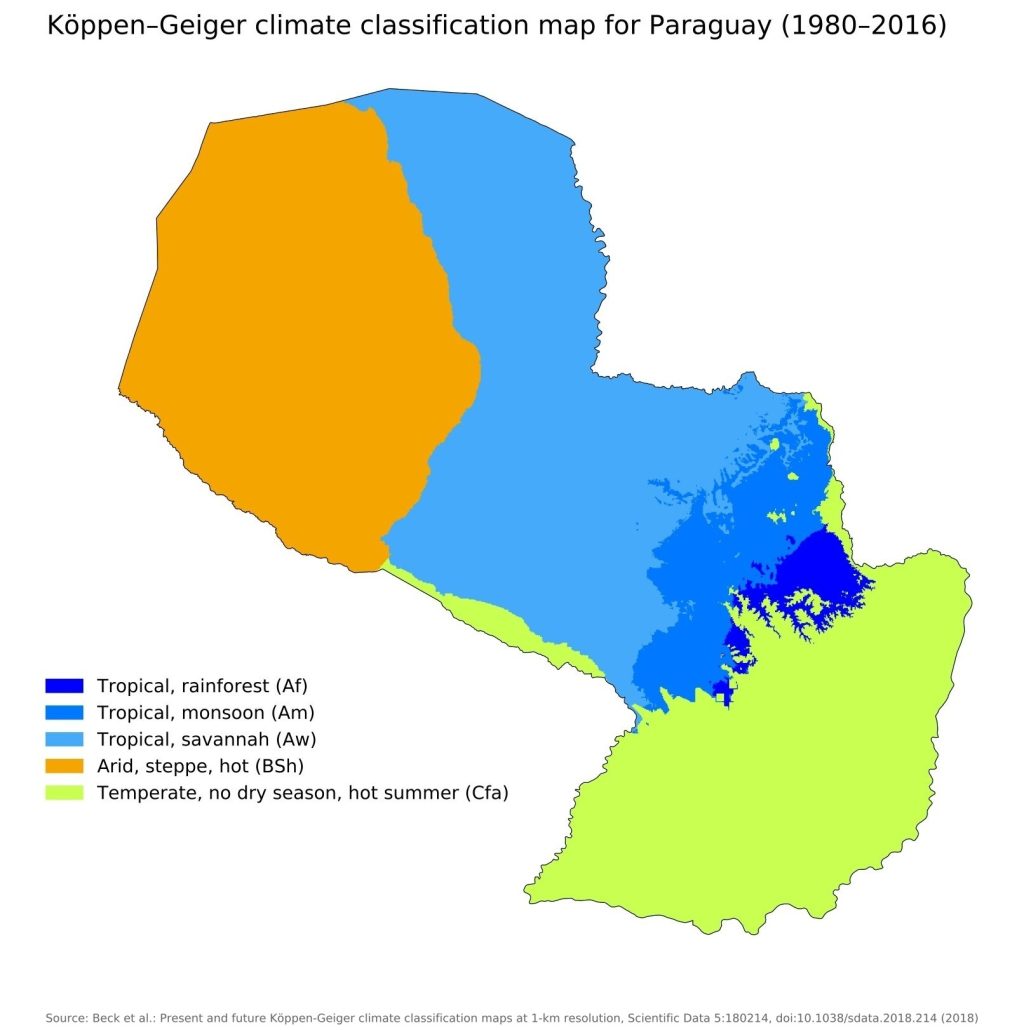 Mapa climático de Paraguay.