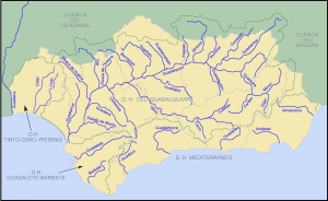 Mapa de los ríos y cuencas de Andalucía