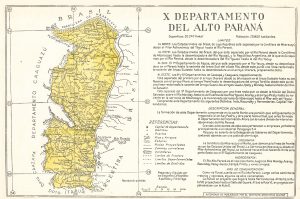 Mapa del departamento de Alto Paraná de 1960