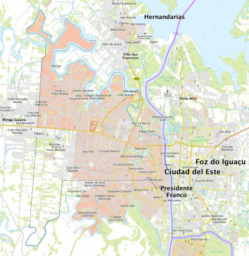 Plano de Ciudad del Este.