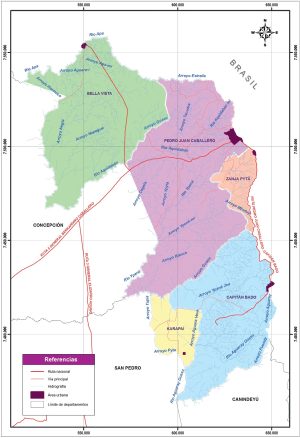 Mapa político del departamento de Amambay