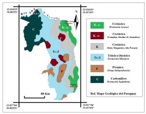 Mapa geológico del departamento de Amambay
