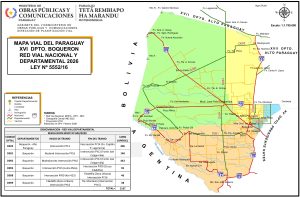 Mapa de carreteras del departamento de Boquerón