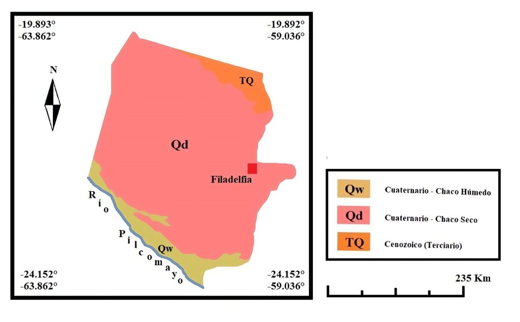 Mapa geológico del departamento de Boquerón.