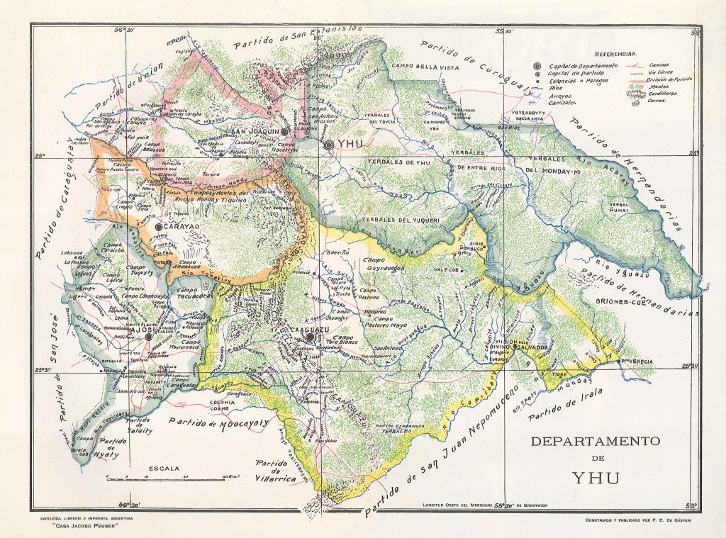 Mapa del departamento de Yhú de 1920.