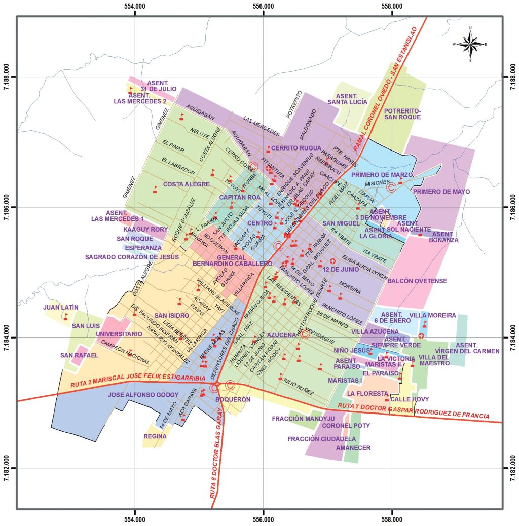 Plano de la ciudad de Coronel Oviedo.