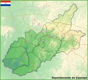 Mapa físico del departamento de Caazapá