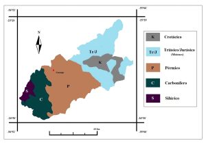 Mapa geológico del departamento de Caazapá