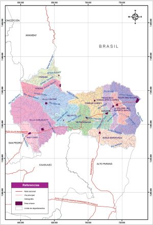 Mapa político del departamento de Canindeyú